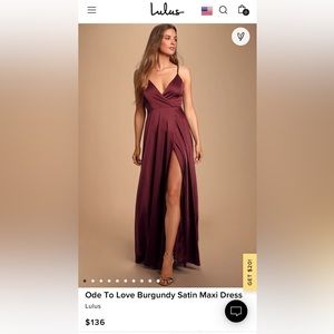 Lulus Ode to Love Burgundy Satin Maxi Formal Dress